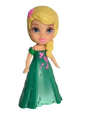 Disney Frozen Fever Elsa Mini Toddler Doll Mini 3.5" Green Dress Toy Figure 2015